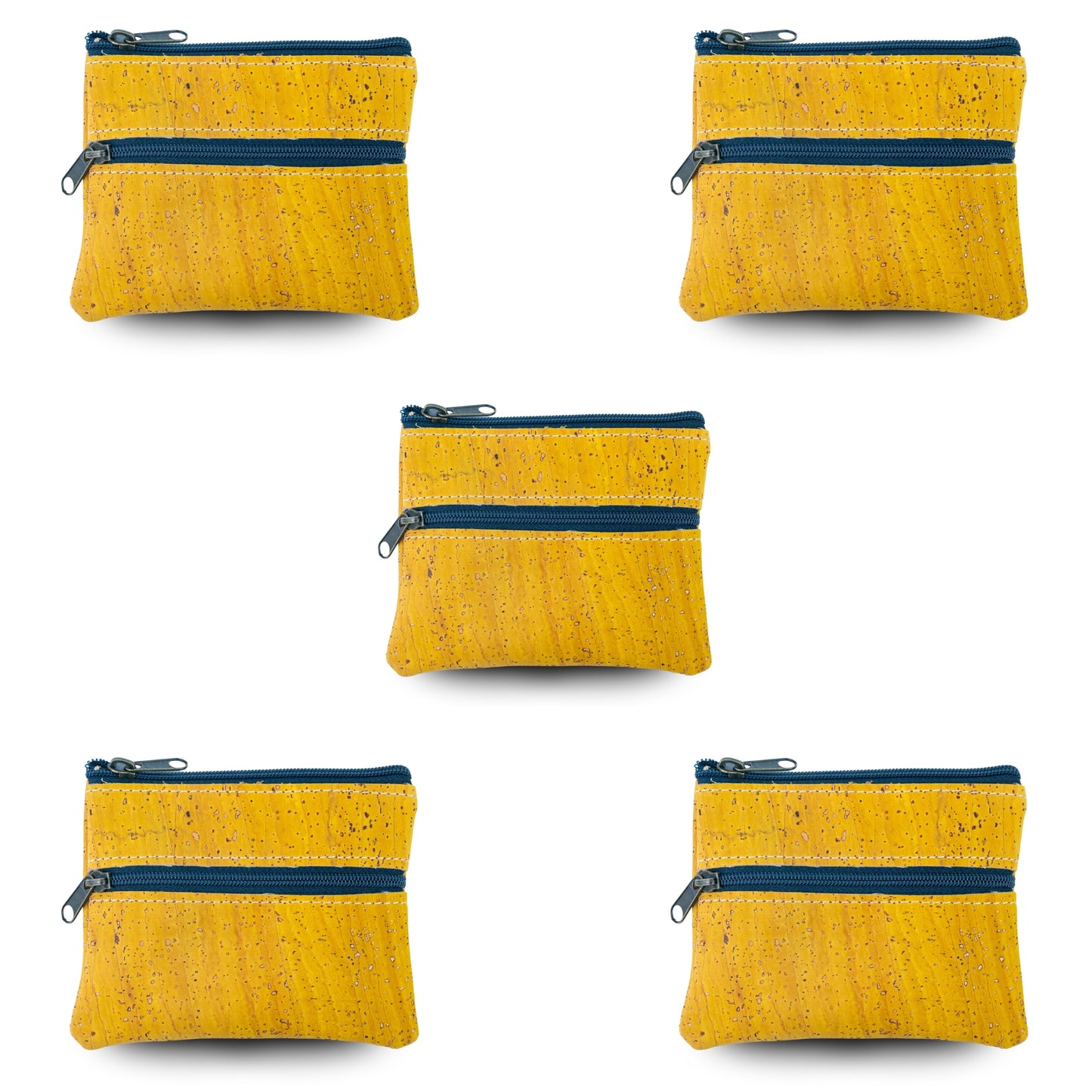 5pcs | Natural Cork Double-Zip Coin Purs BAGP-382