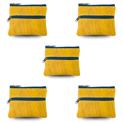 5pcs | Natural Cork Double-Zip Coin Purs BAGP-382