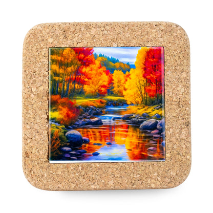 NEW STYLE Ceramic Tile Coaster on Cork Base L-1121