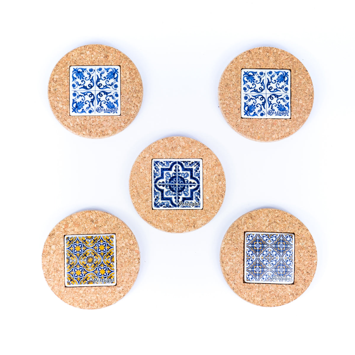 (5units)Vintage Cork and Ceramic Tile Coaster Cup Pad L-069