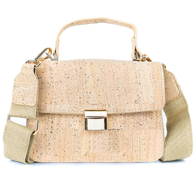 Elegant Solid Cork Crossbody Bag with Golden Lock BAG-2323