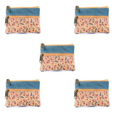 Double Zipper Cork Coin Purse  (5units) BAGP-266