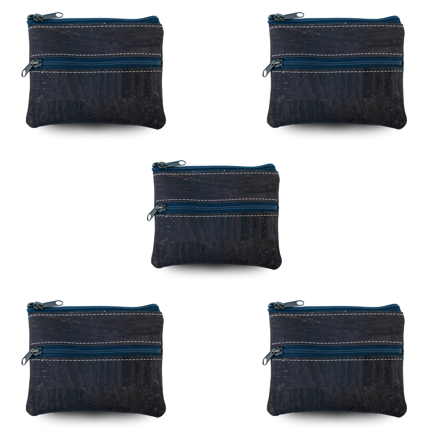 5pcs | Natural Cork Double-Zip Coin Purs BAGP-382