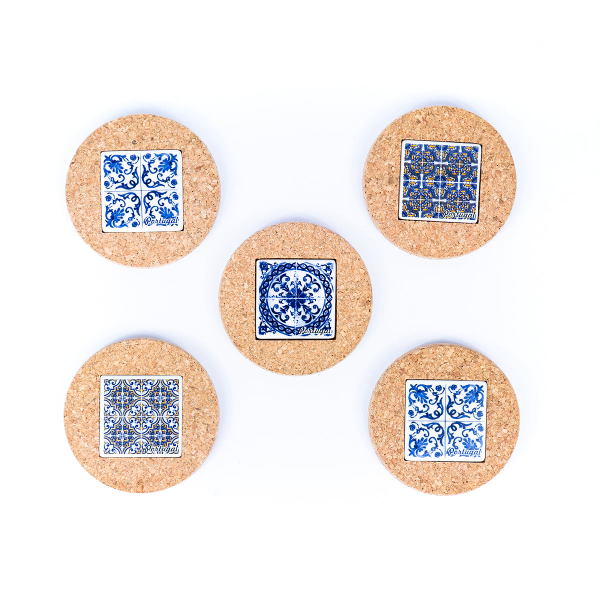 (5units)Vintage Cork and Ceramic Tile Coaster Cup Pad L-069