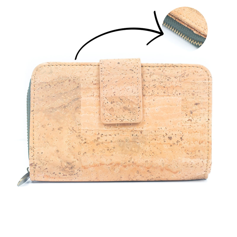 Prenium cork  women card zipper vegan wallet BAGP-171