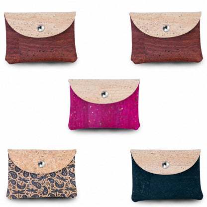 5pcs Natural Cork Coin Purses with Snap Closure BAGP-384