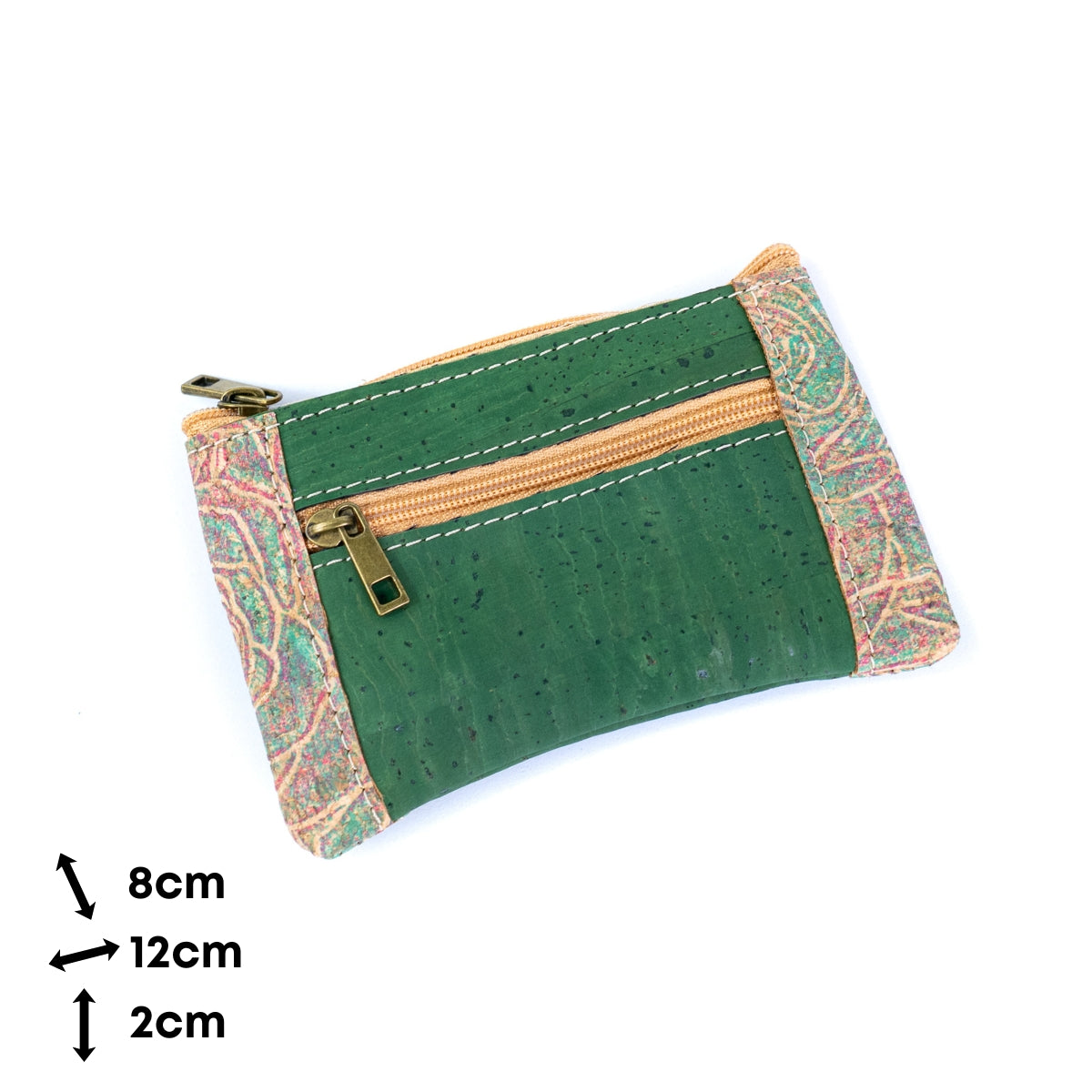Eco-Friendly Cork Mini Wallet with Dual Zip - Vegan Leather Card Holder BAGP-343（5-Pack）