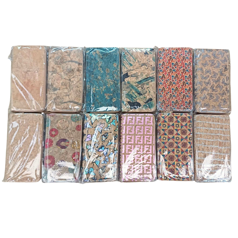 Natural cork with flower pattern zipper women wallet BAGD-589（12units）