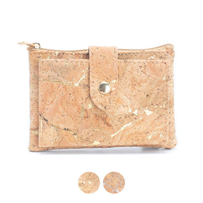 Gold and silver cork Slim snap short wallet BAG-2233