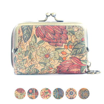 Cork card Wallets with Floral Print Patterns Purse BAGF-037