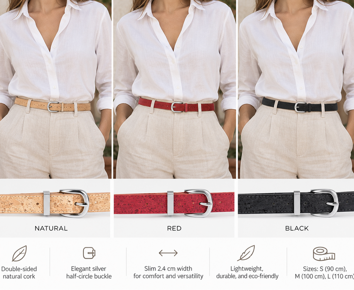 Double-Sided Cork Women's Belt L-1006