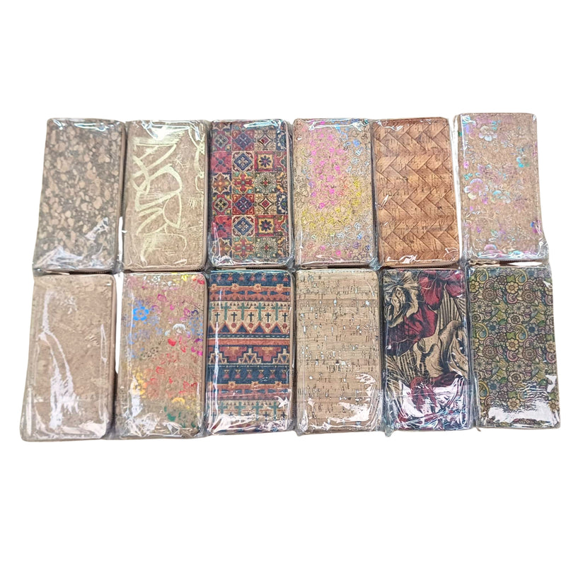 Natural cork with flower pattern zipper women wallet BAGD-589（12units）