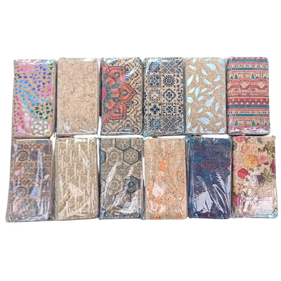 Natural cork with flower pattern zipper women wallet BAGD-589（12units）