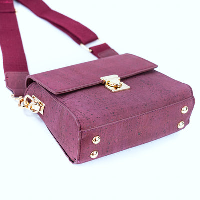 Elegant Solid Cork Crossbody Bag with Golden Lock BAG-2323