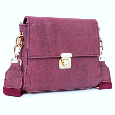 Elegant Solid Cork Crossbody Bag with Golden Lock BAG-2323