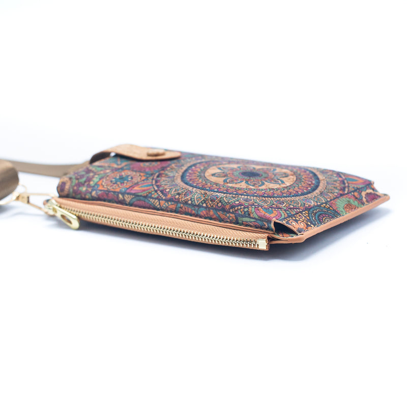 Cork Floral Patterned Phone Crossbody Wallet （12units）BAGD-286-MIX-12