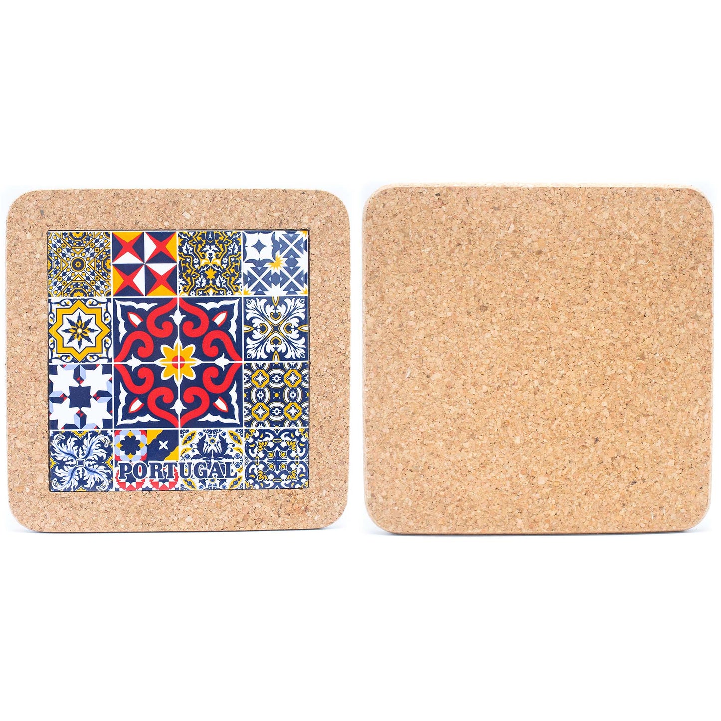 (5units)Cork with Ceramic Ethnic Portuguese Azulejo coasters- L-851