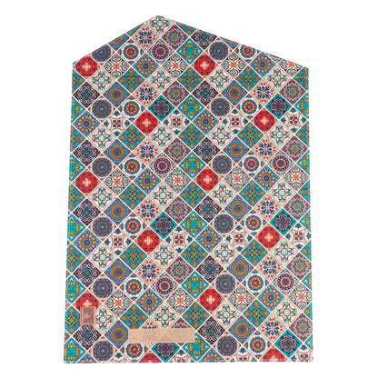 Cork Wine Gift Box | Boho Tile Print, Hexagonal Flip-Top & Cork Interior — L-1190