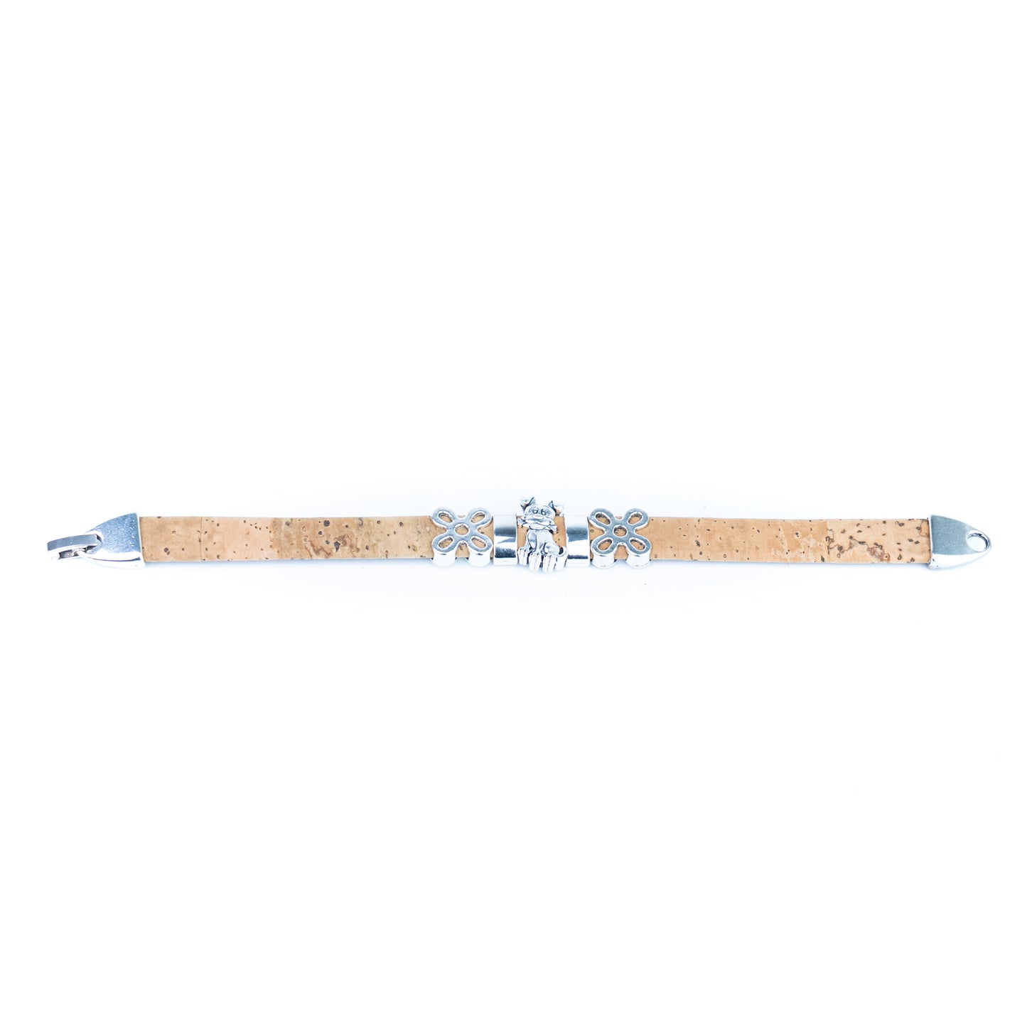 Portuguese Handmade Cork Bracelet with Dog Charm &amp; Floral Alloy Spacers BR-531-MIX-5