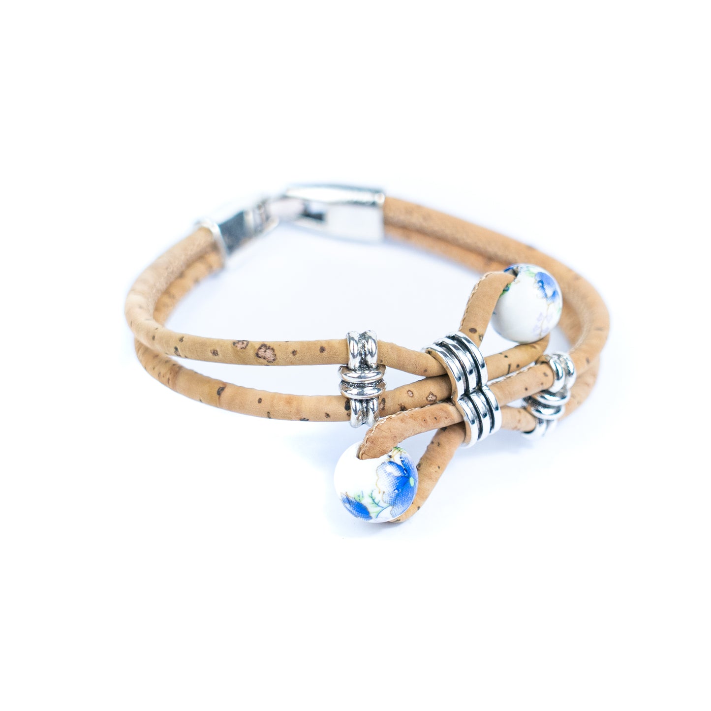 Cork jewelry cork Bracelet for women natural cork with Ceramic beads handmade bracelet BR-278-MIX-5