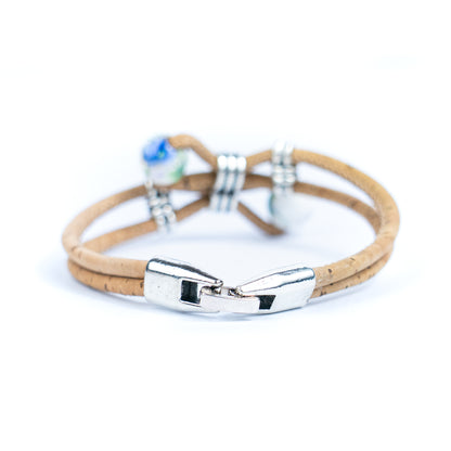 Cork jewelry cork Bracelet for women natural cork with Ceramic beads handmade bracelet BR-278-MIX-5