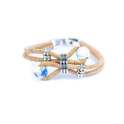 Cork jewelry cork Bracelet for women natural cork with Ceramic beads handmade bracelet BR-278-MIX-5