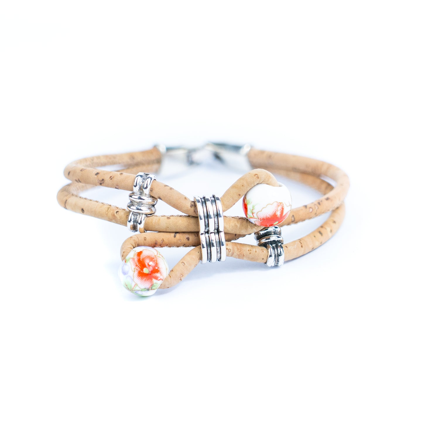 Cork jewelry cork Bracelet for women natural cork with Ceramic beads handmade bracelet BR-278-MIX-5