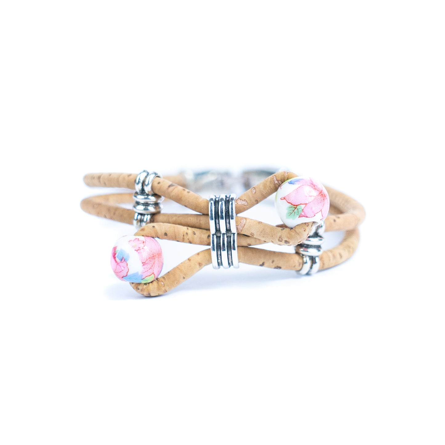 Cork jewelry cork Bracelet for women natural cork with Ceramic beads handmade bracelet BR-278-MIX-5