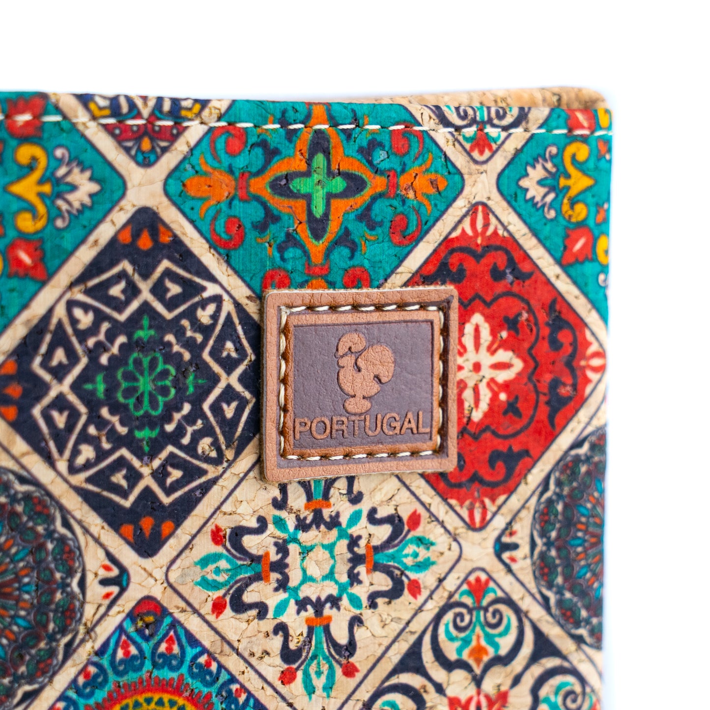 Cork Wine Gift Box | Boho Tile Print, Hexagonal Flip-Top & Cork Interior — L-1190