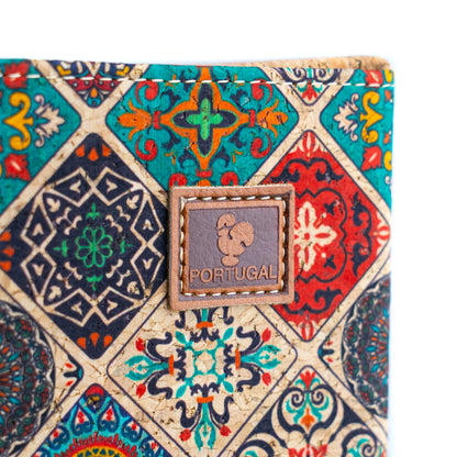 Cork Wine Gift Box | Boho Tile Print, Hexagonal Flip-Top & Cork Interior — L-1190