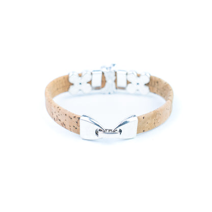 Portuguese Handmade Cork Bracelet with Dog Charm &amp; Floral Alloy Spacers BR-531-MIX-5