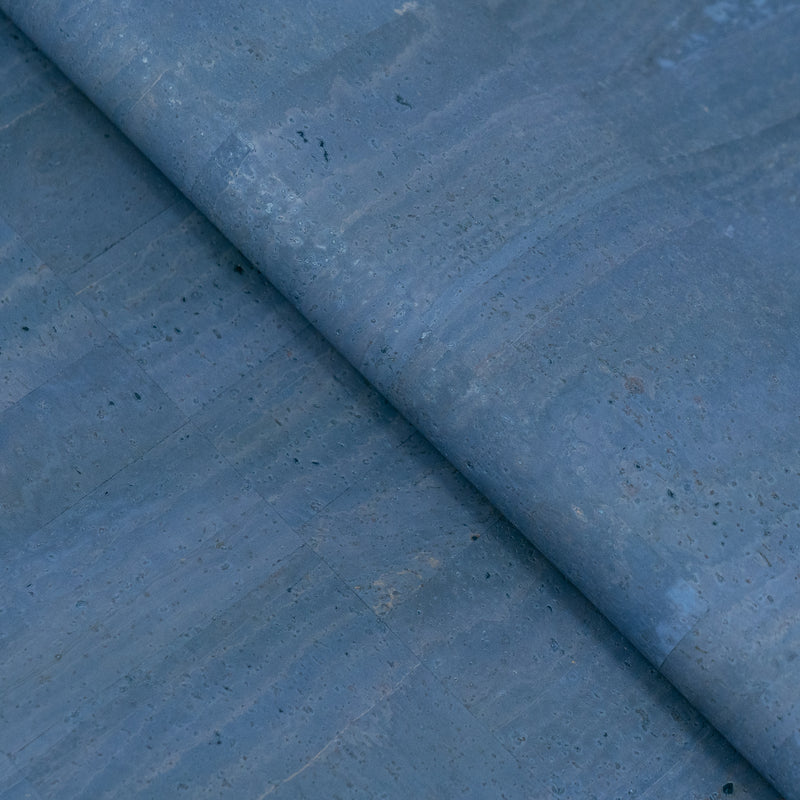 Blue Grey Natural Cork Fabric COF-676