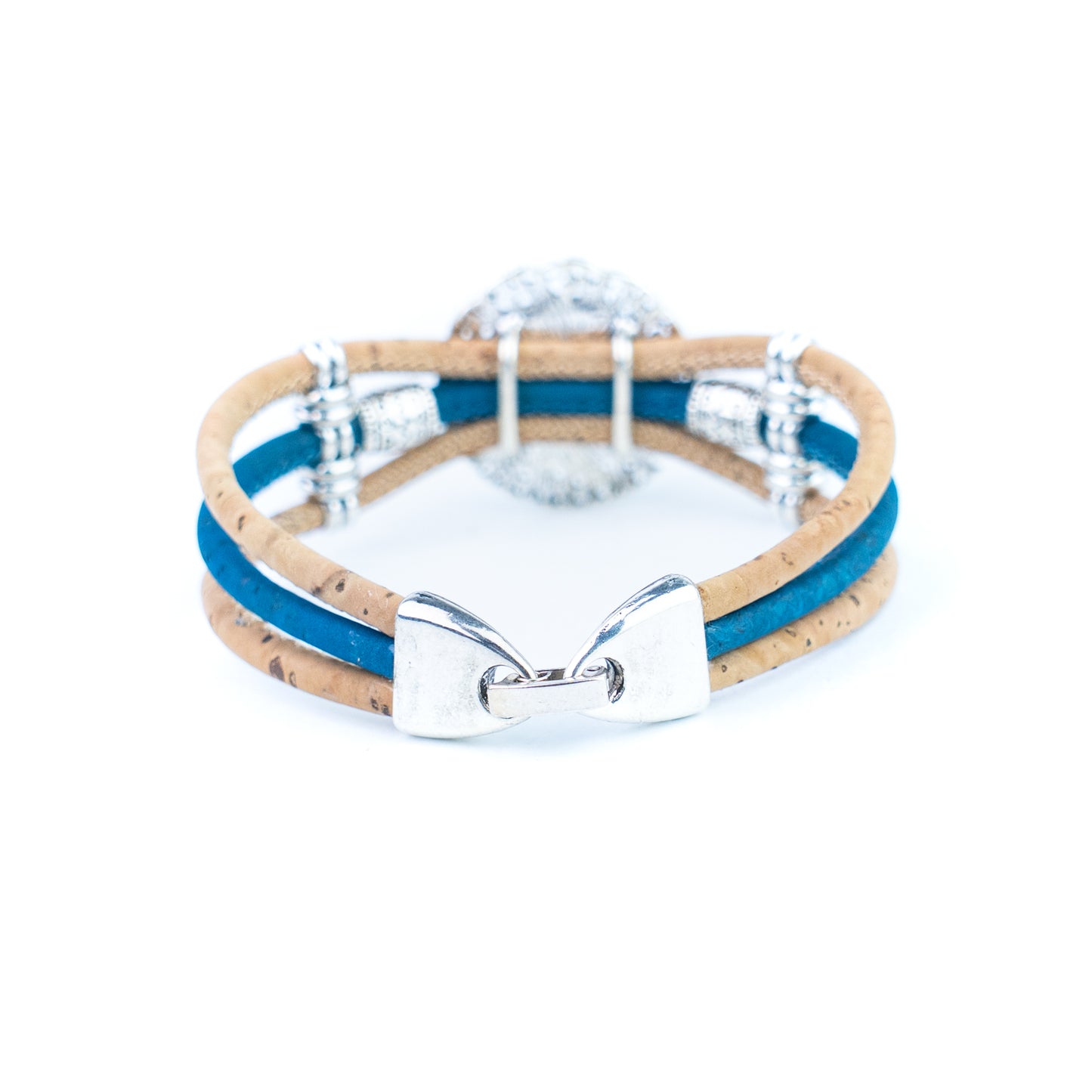 Portuguese Handmade Cork Bracelet with Decorative Tile-Inspired Cabochon BR-530-5
