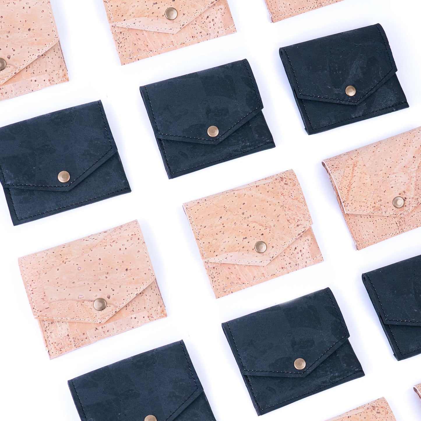 Men’s Cork Card Wallet – Natural & Black Cork BAGP-298AB（5units）