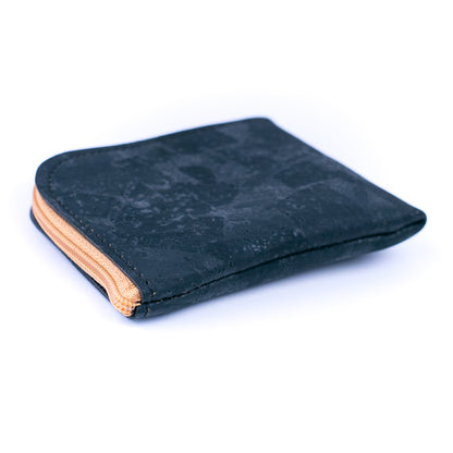 Men’s Black Cork Card & Coin Wallet – BAGP-051-B (5units）