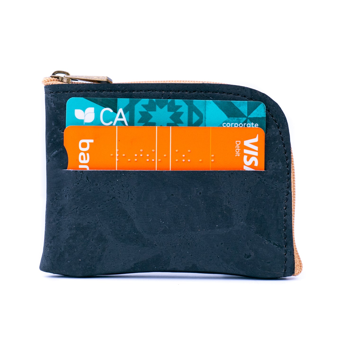 Men’s Black Cork Card & Coin Wallet – BAGP-051-B (5units）