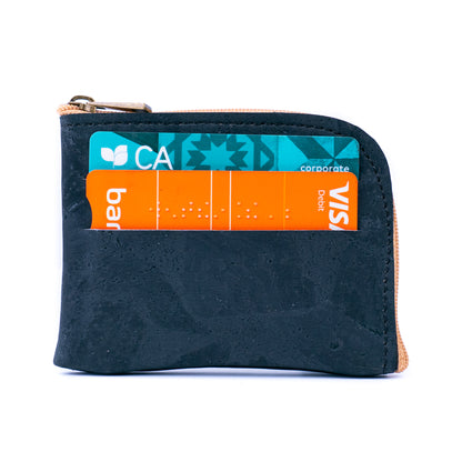 Men’s Black Cork Card & Coin Wallet – BAGP-051-B (5units）