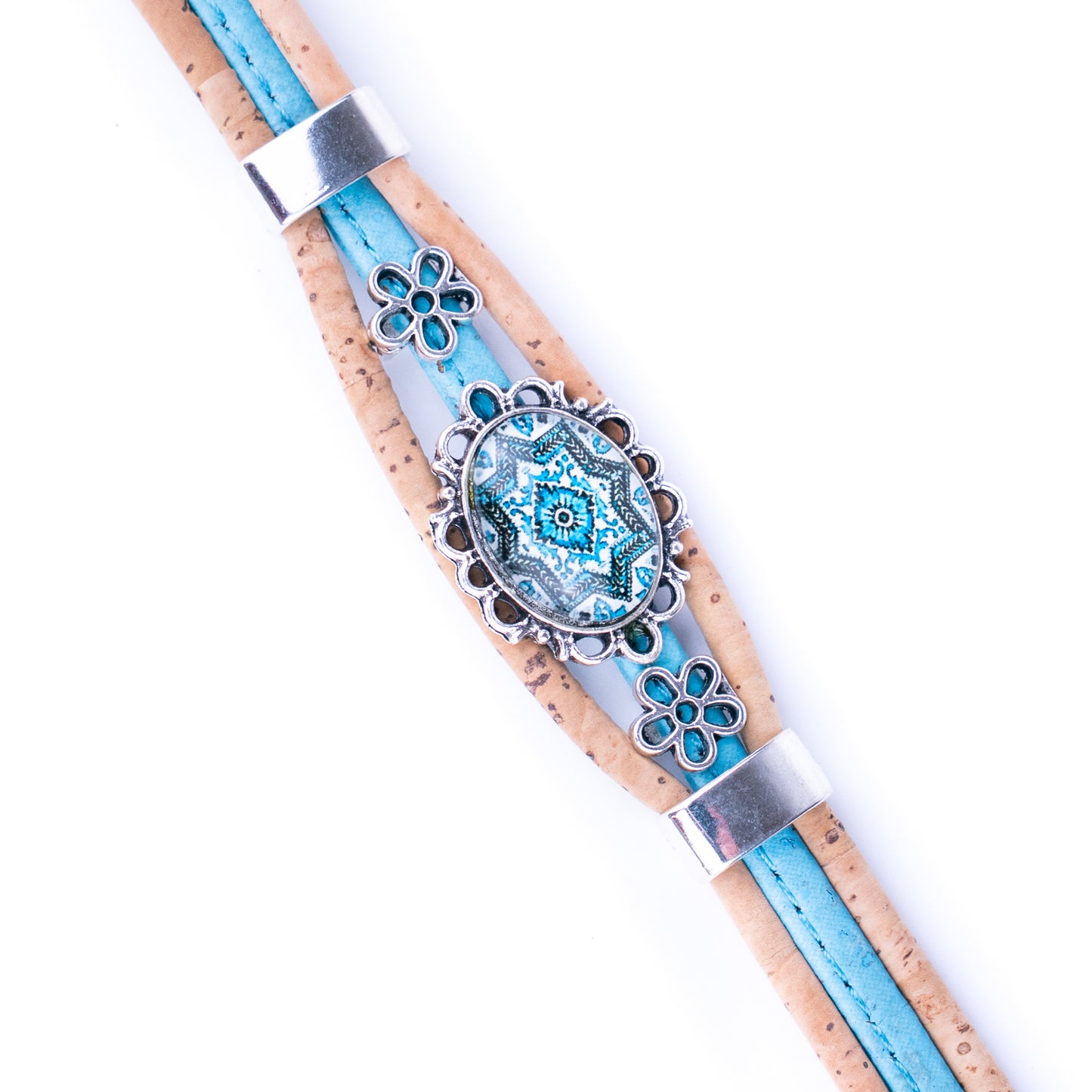 Natural Handmade Vegan cork bracelet pattern jewelry BR-466-5