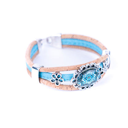 Natural Handmade Vegan cork bracelet pattern jewelry BR-466-5