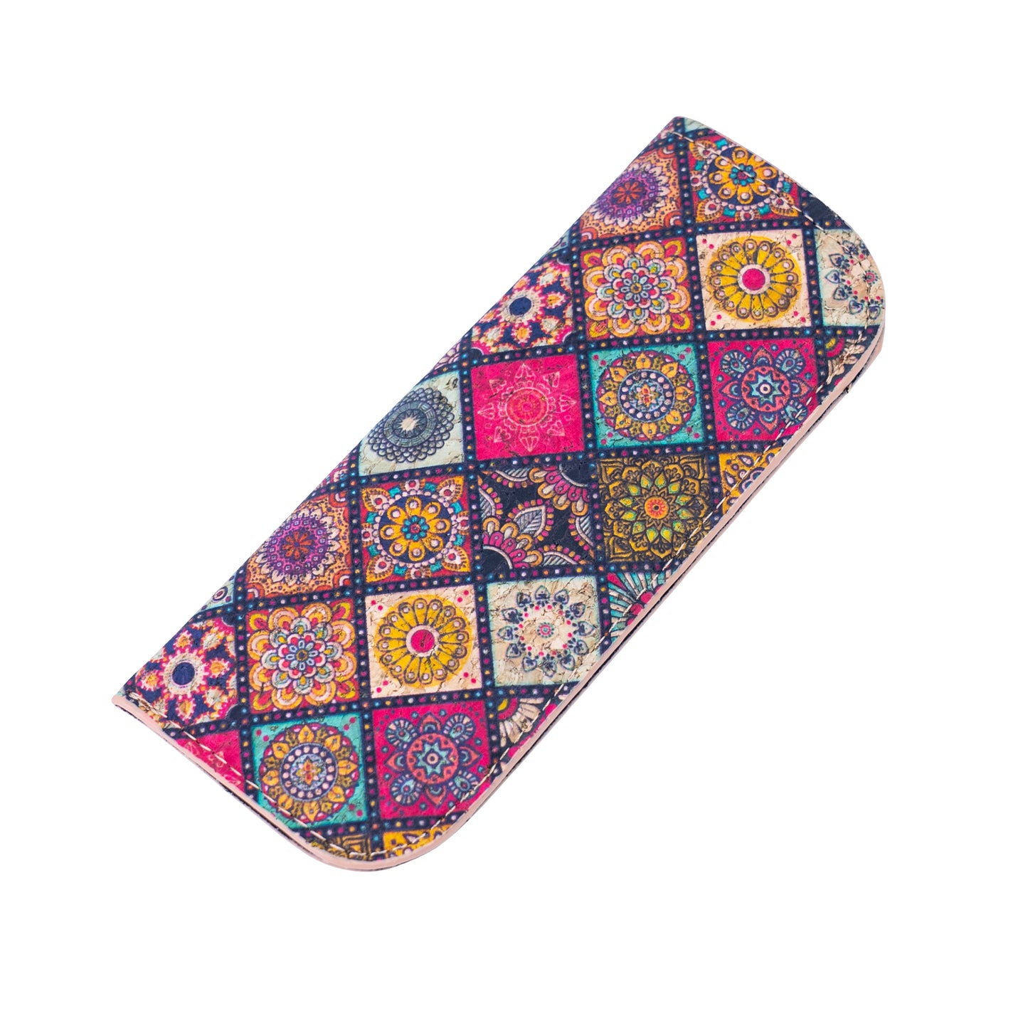 12pcs | Cork Glasses Case | Hard Shell, Boho Print & Soft Velvet Interior L-1187