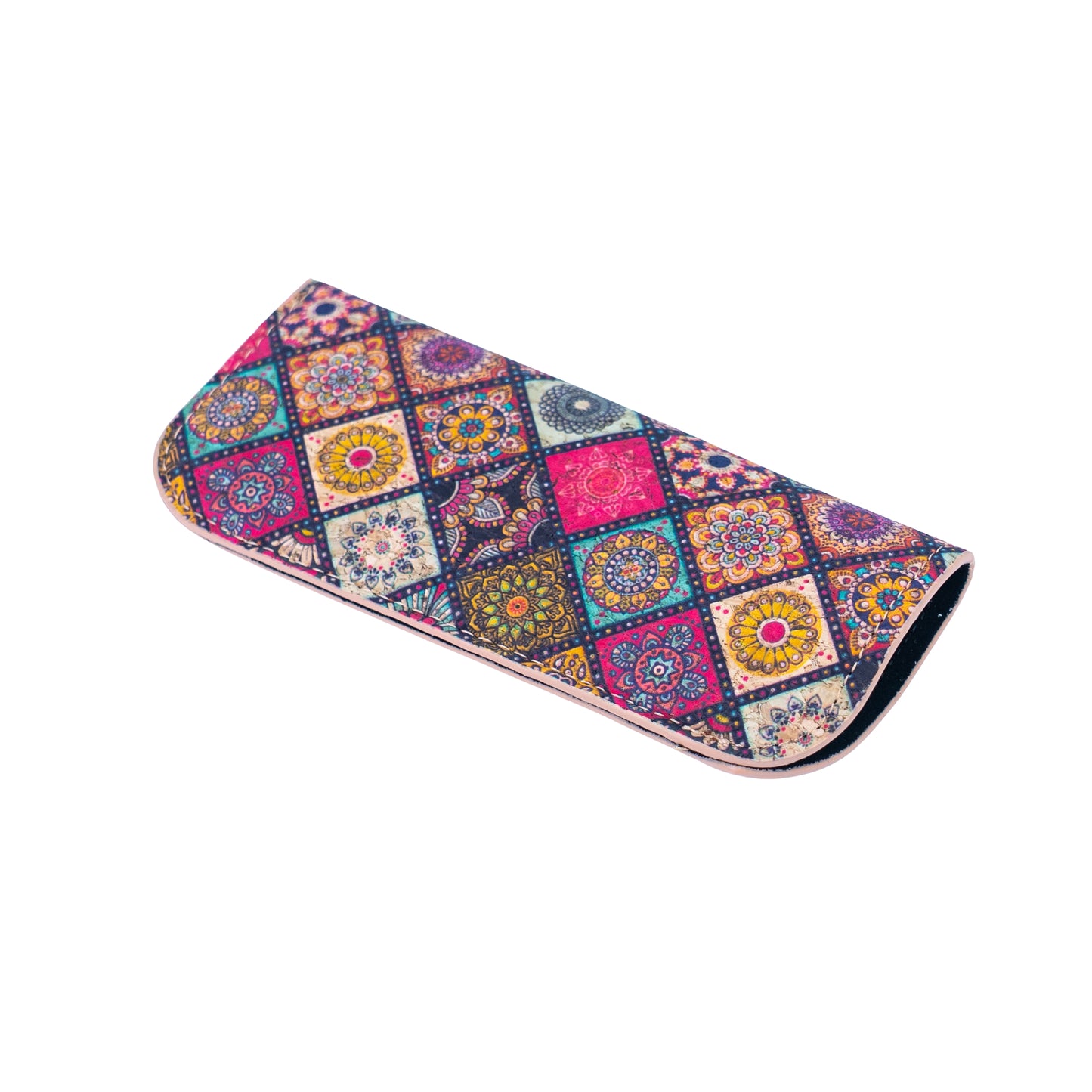 12pcs | Cork Glasses Case | Hard Shell, Boho Print & Soft Velvet Interior L-1187