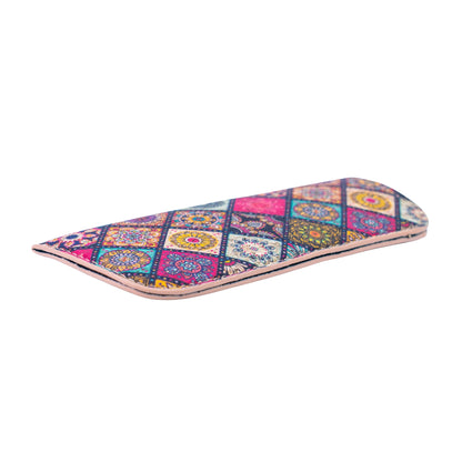 12pcs | Cork Glasses Case | Hard Shell, Boho Print & Soft Velvet Interior L-1187