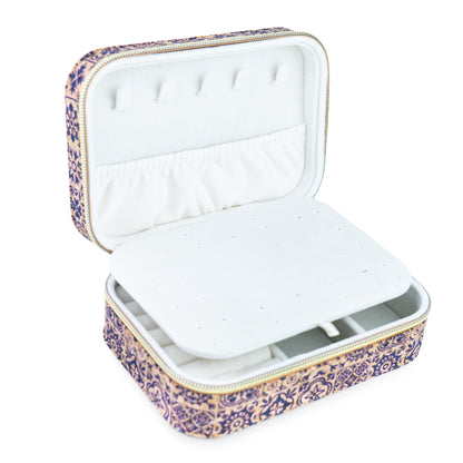 Rectangular Tile Cork Jewelry Box with Mirror L-1225