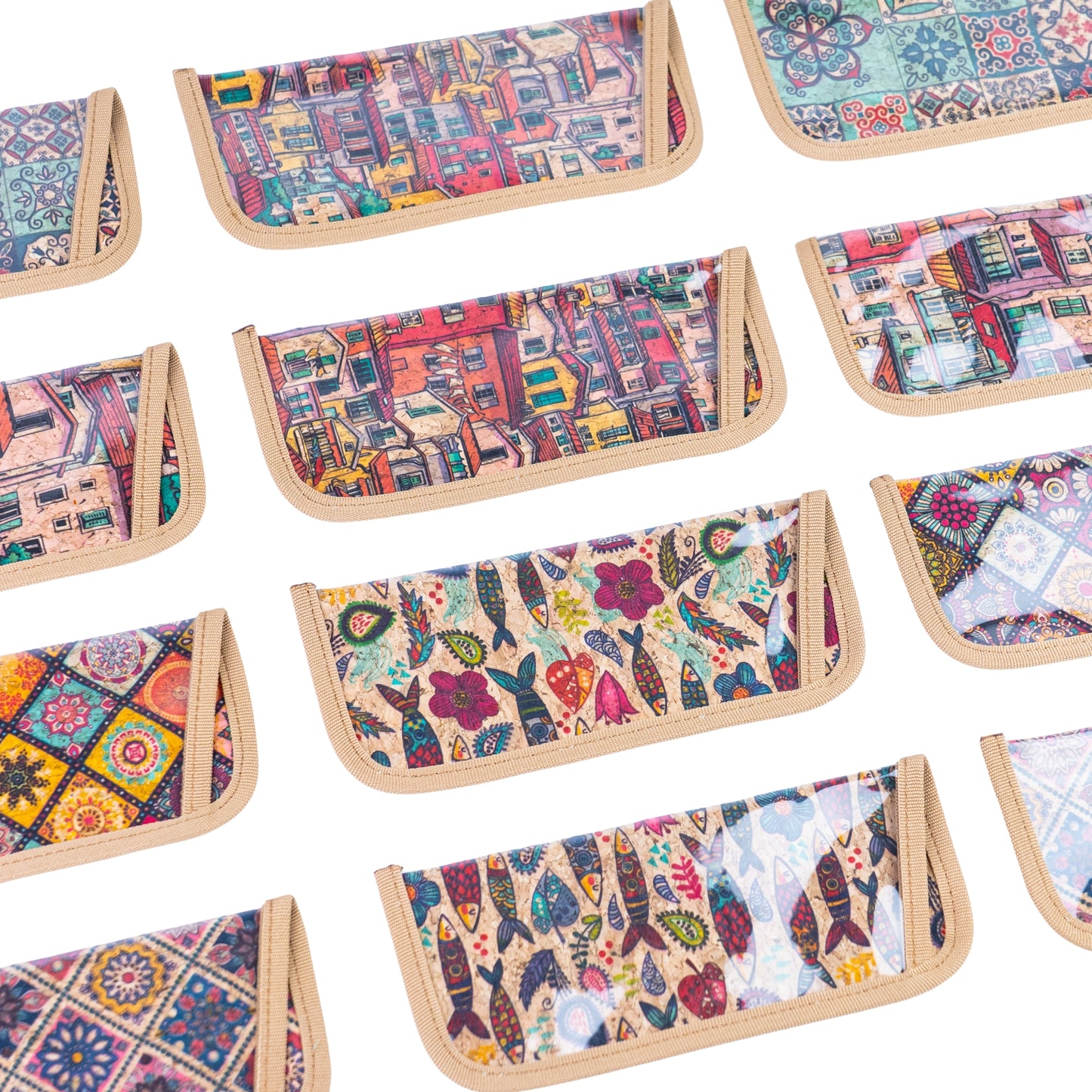 12pcs | Cork Glasses Case Clear PVC Front L-1186