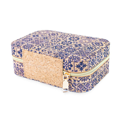 Rectangular Tile Cork Jewelry Box with Mirror L-1225