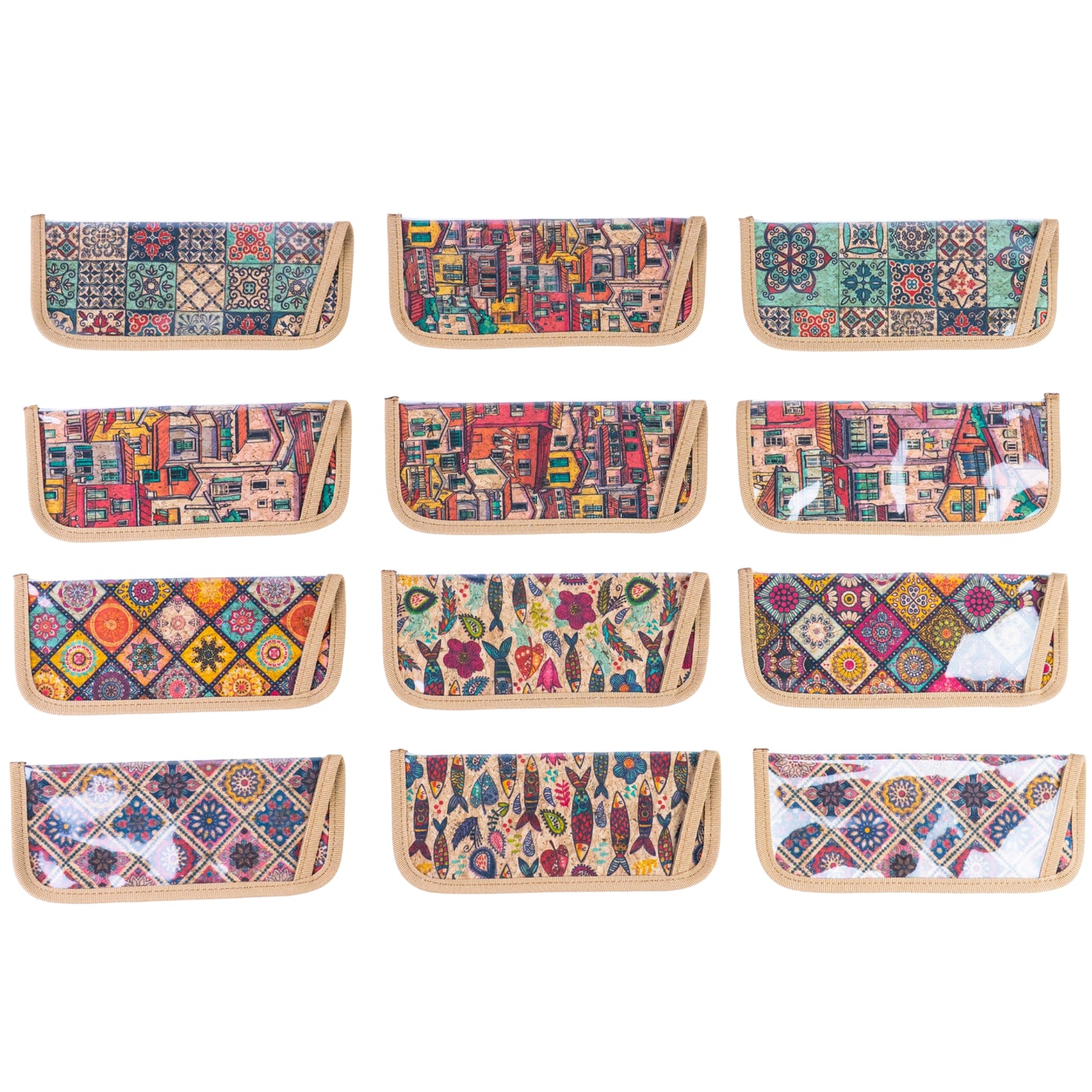 12pcs | Cork Glasses Case Clear PVC Front L-1186