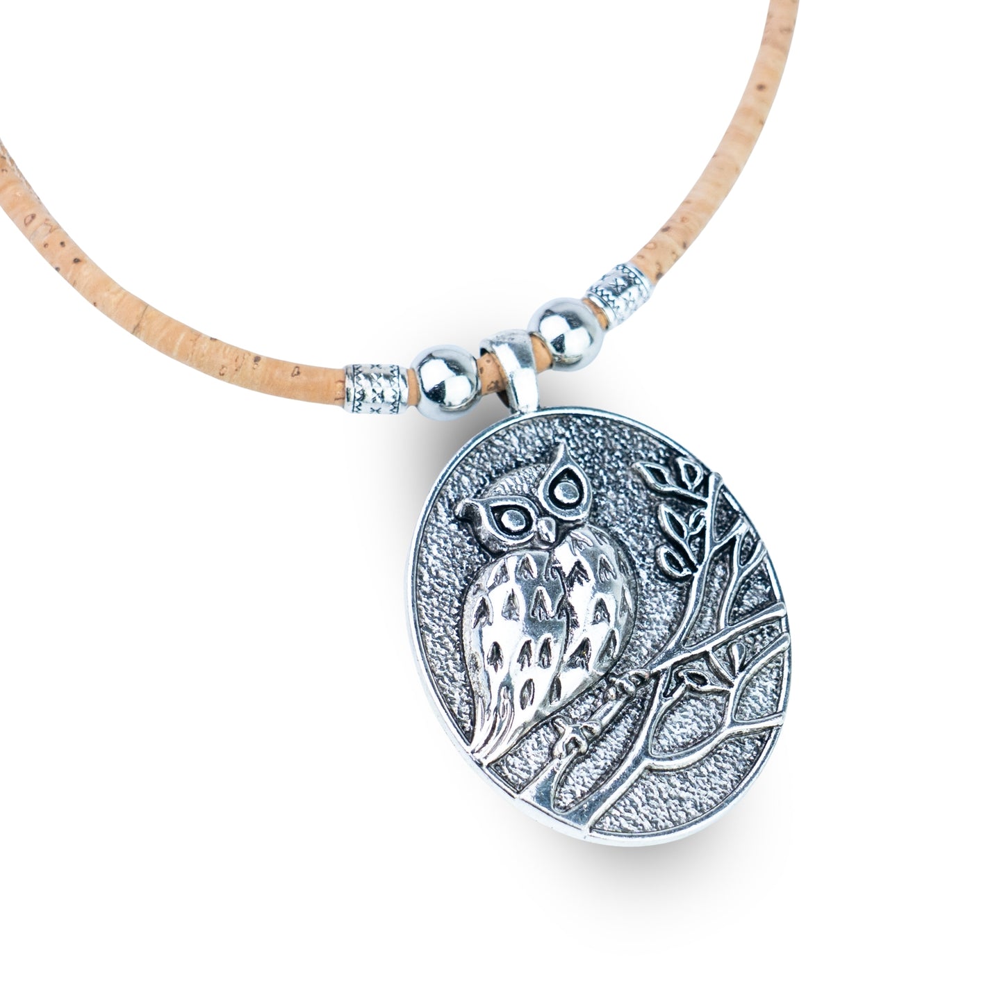 Portuguese Handmade Cork Necklace with Owl Pendant NE-1058-3