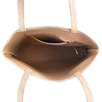 All Cork Tote Bag with  Flower Charm - Vegan Leather Shopper BAGP-359