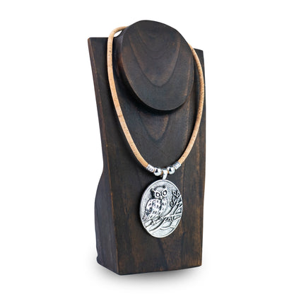 Portuguese Handmade Cork Necklace with Owl Pendant NE-1058-3