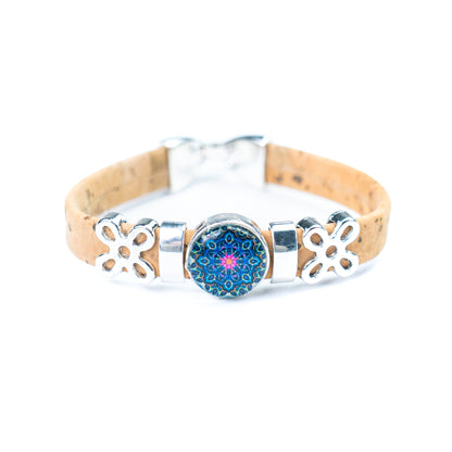 10mm Flat Cork Bangle | Mandala Geometric Pattern BR-517-MIX-5